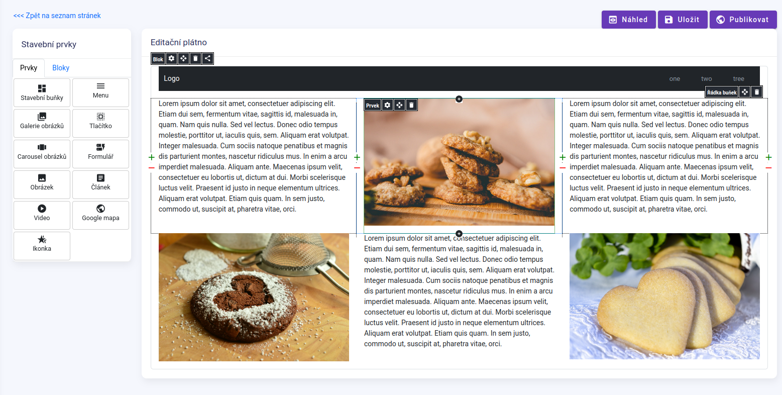 ukázka administrace